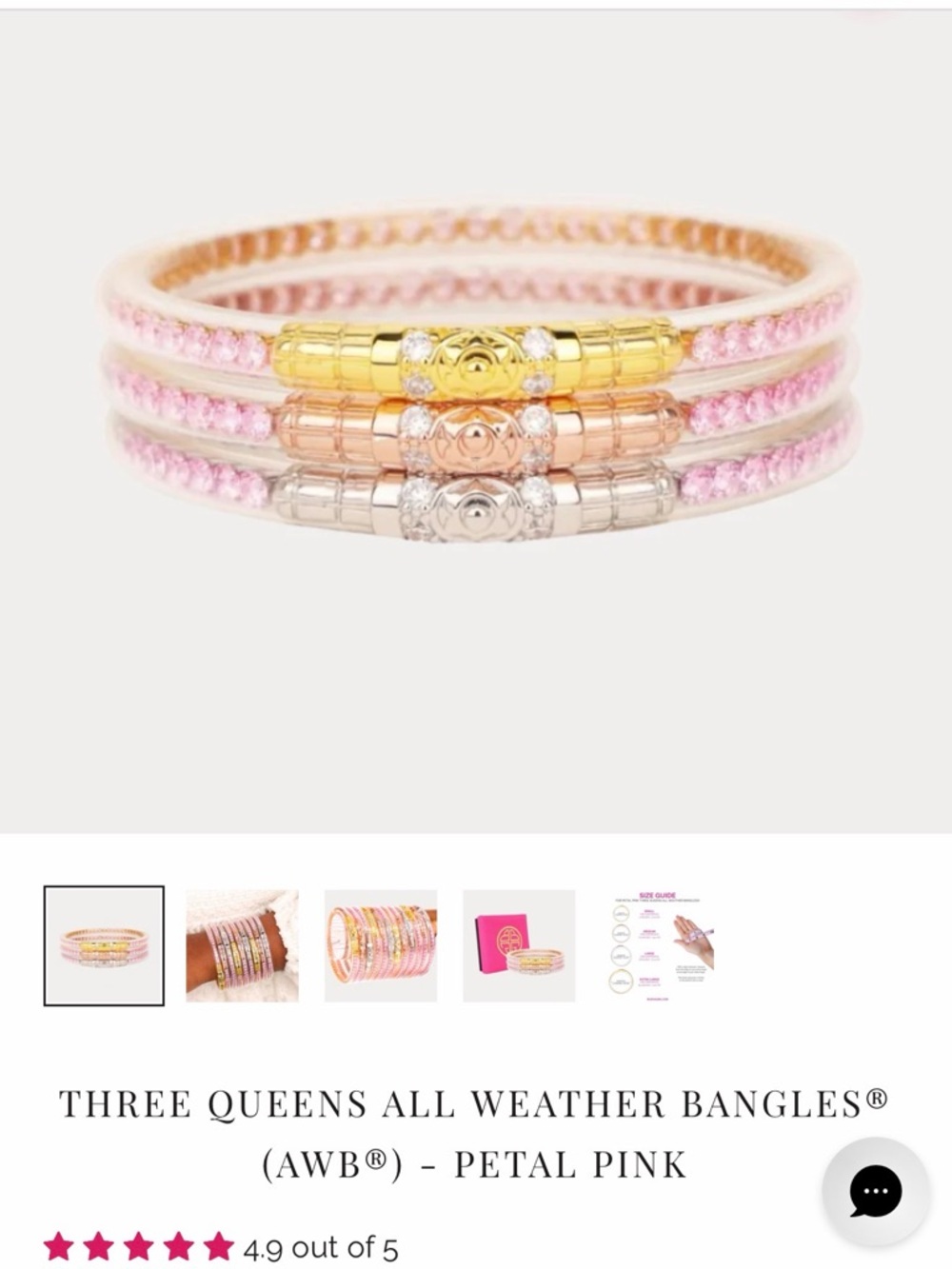 Three Queens Petal Pink Stackable Bracelet Set